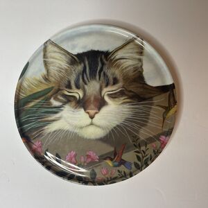 Vintage Ashdene of Australia Cat Trivet Decor Sleeping Garden Humingbird 7 in